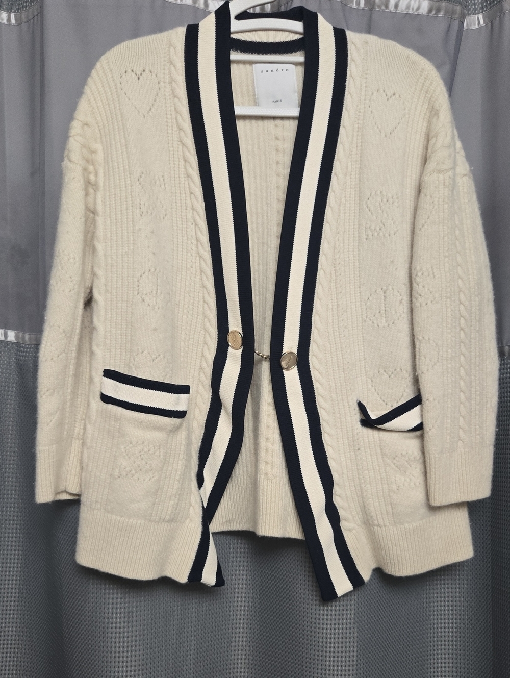 Sandro Erwan Pointelle Knit Cardigan XXS